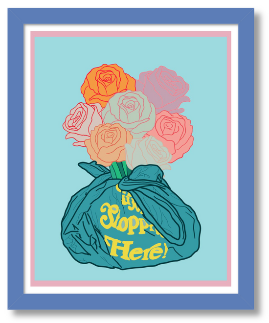 Bloom and Grow Pop Art 12x15 Art Print - Light Blue