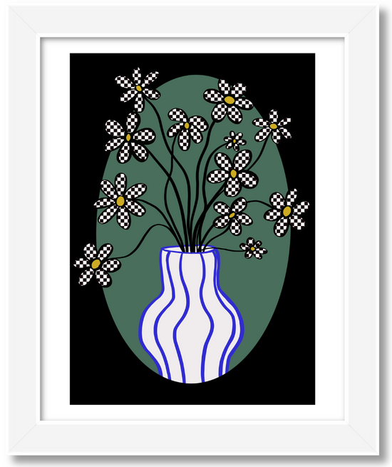 Checkerboard Florals 8x10 Art Print